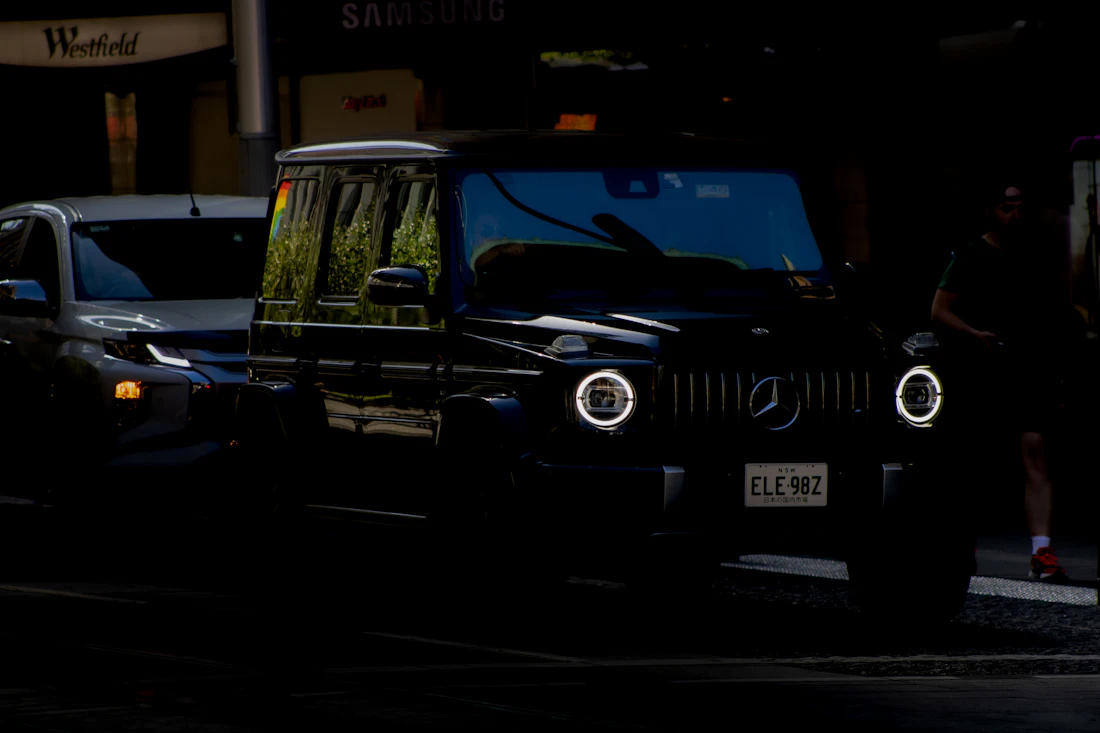 Black Mercedes G Class at night